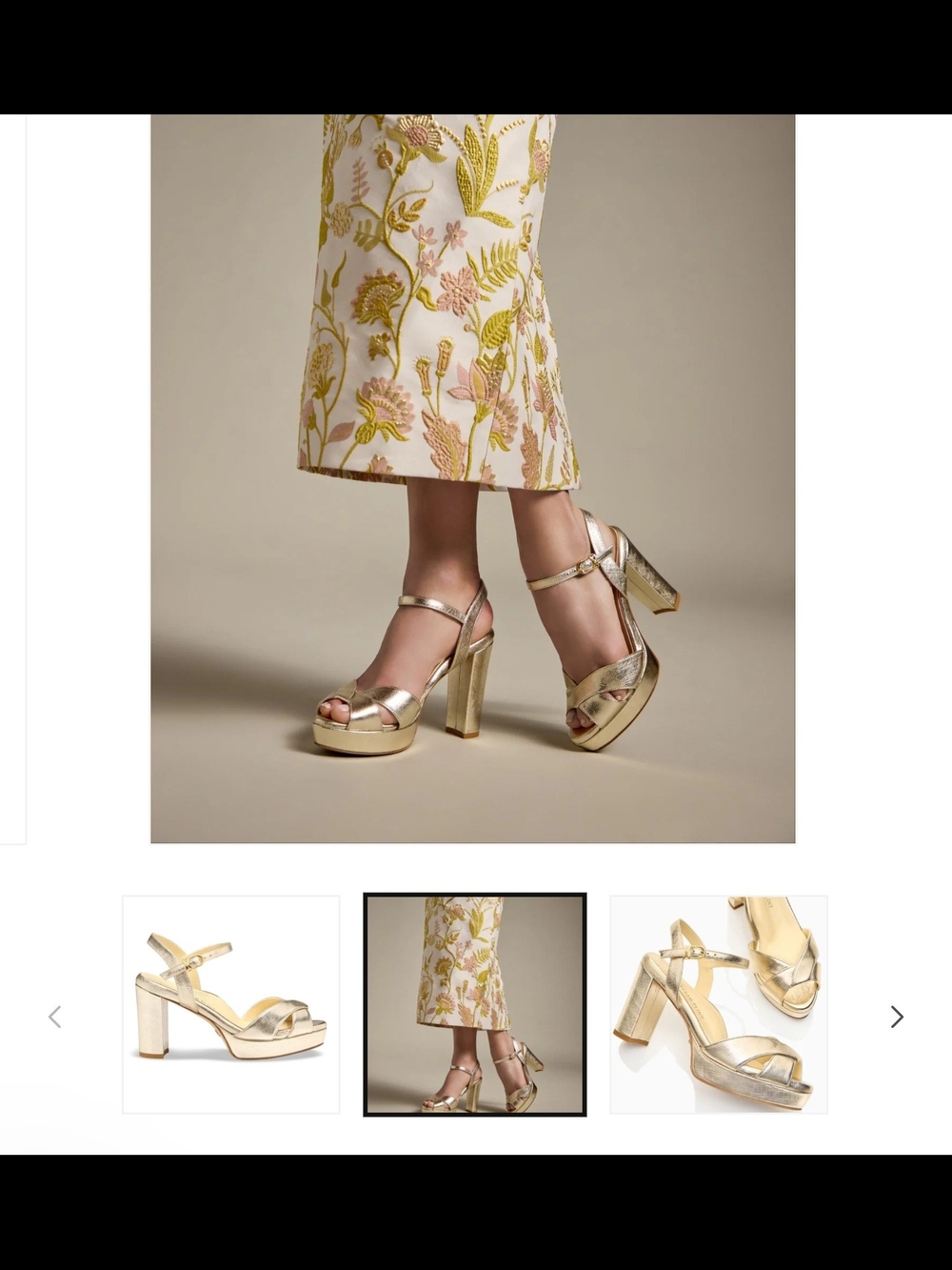 Sarah Flint Size 5 5.5 And 7 Metallic Gold Platform Block Heel Sandals - Picture 4 of 7